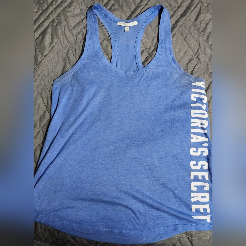Victoria's Secret Women Blue Sleeveless Racerback T-shirt Top Tank Size XS